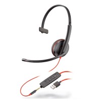 Headset Poly Blackwire C3215 Mono USB-A com P2 - 209746-101