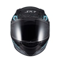 Capacete Sky Two Cyber Snake Preto Fosco Transf Azul 58