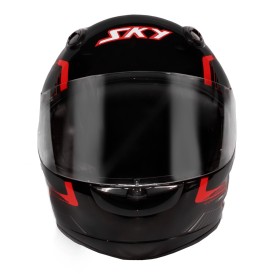 Capacete Sky Gamma Preto Brilho Transf Cinza/vermelho 58