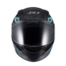 Capacete Sky Two Cyber Snake Preto Fosco Transf Azul 58