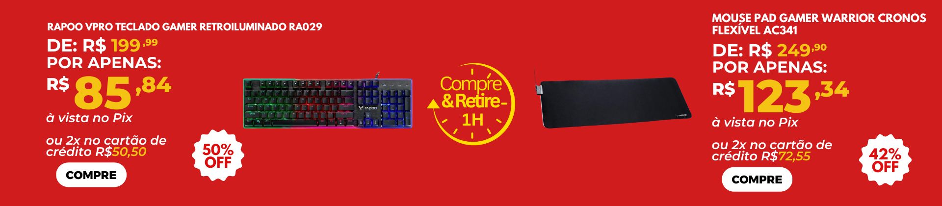 Teclado Gamer e Mouse Pad Gamer